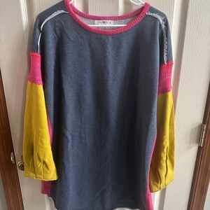 NWT Natural Life oversized long multicolor sweatshirt
